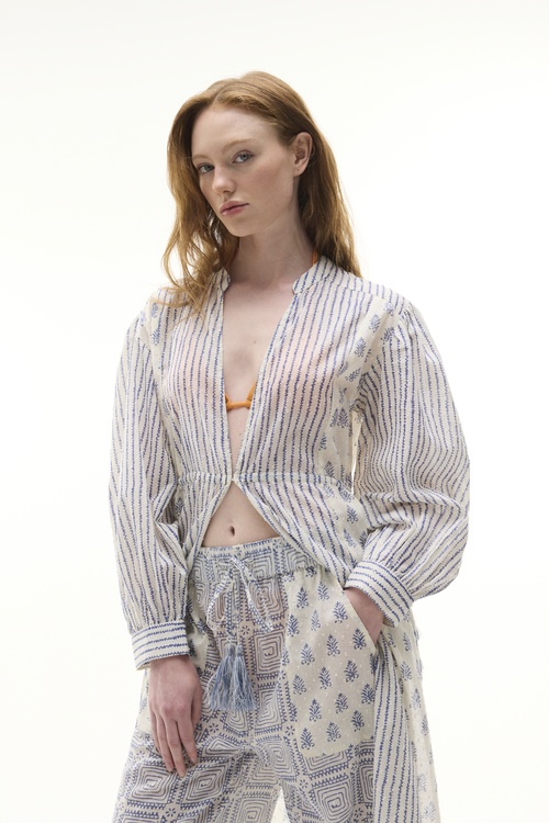  MARİN BASKILI UZUN KİMONO