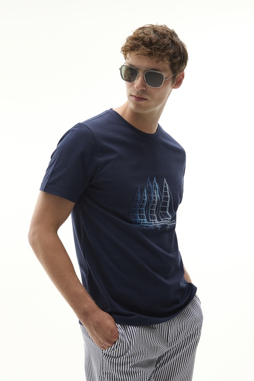  BASKILI BİSİKLET YAKA T-SHIRT