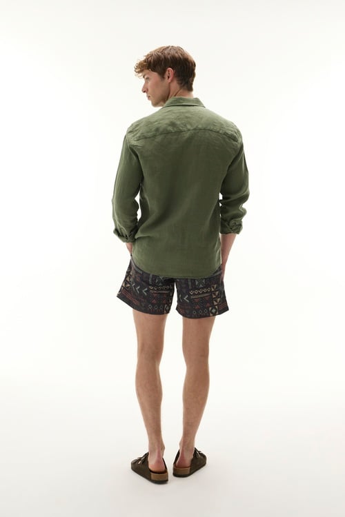  SLIM FIT UZUN KOLLU KETEN GÖMLEK