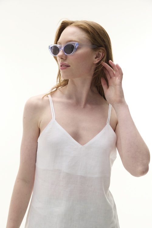  V YAKA KOLSUZ KETEN BLUZ