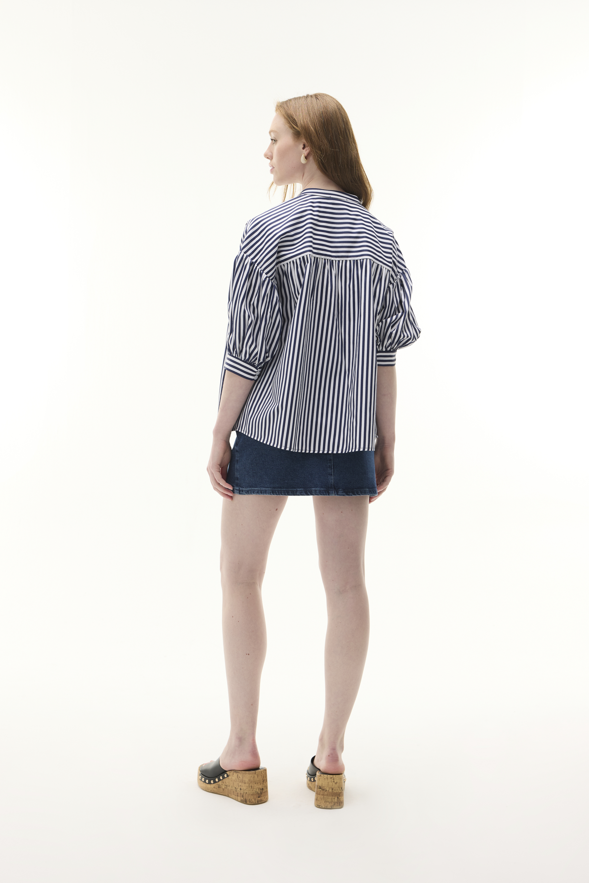 ÇİZGİLİ V YAKA OVERSIZE BLUZ