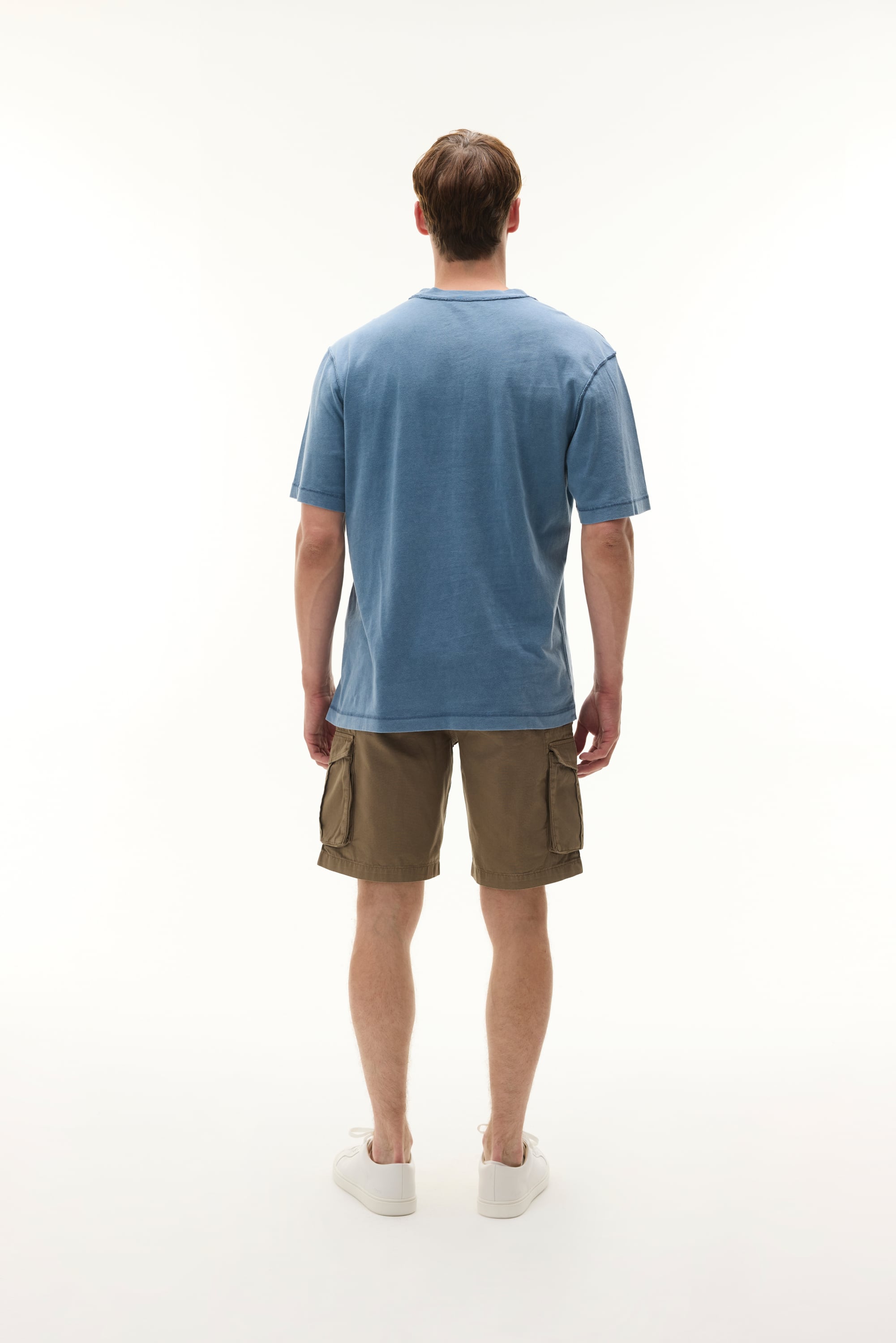 Erkek Mavi Relax Fit Dikiş Detaylı Bisiklet Yaka T-Shirt