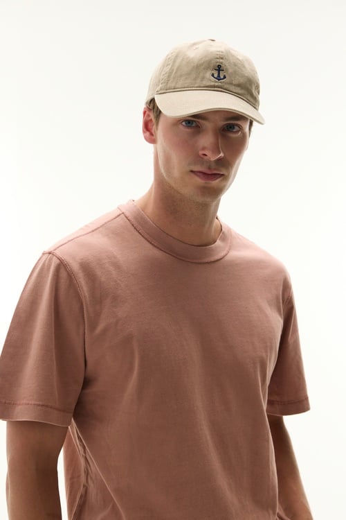 Erkek Pembe Relax Fit Dikiş Detaylı Bisiklet Yaka T-Shirt
