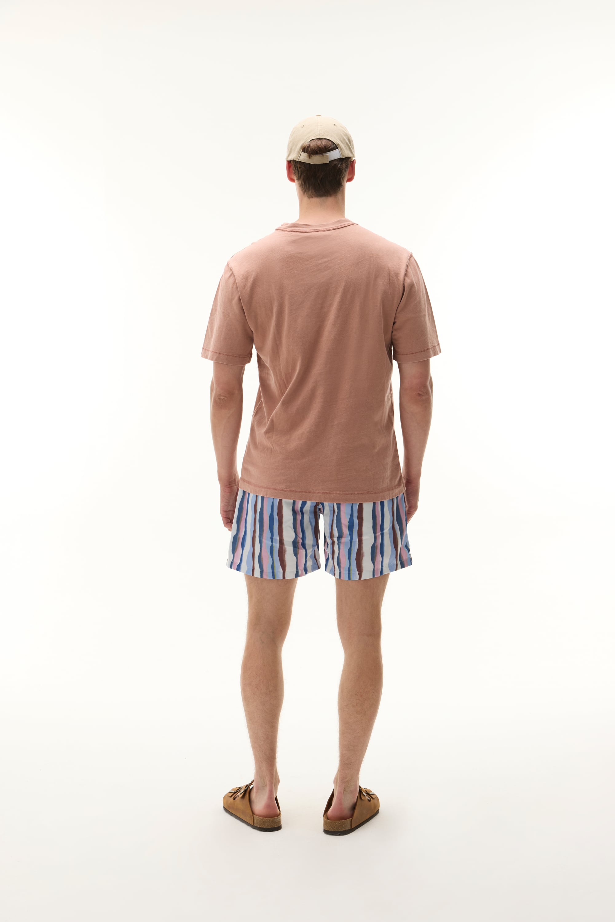 Erkek Pembe Relax Fit Dikiş Detaylı Bisiklet Yaka T-Shirt