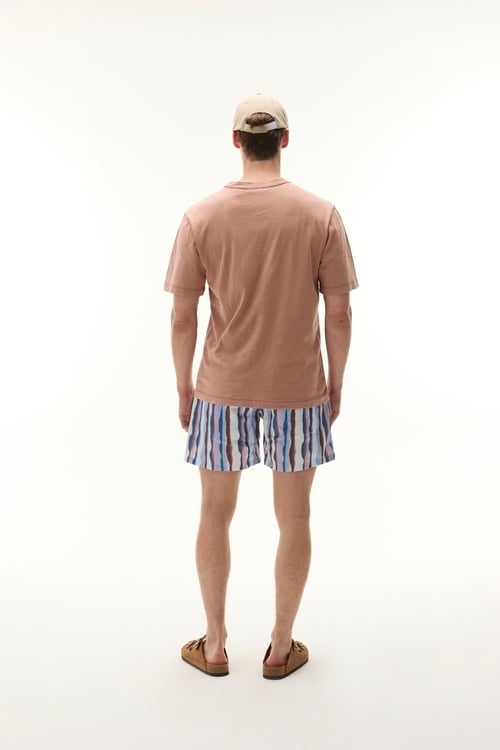 Erkek Pembe Relax Fit Dikiş Detaylı Bisiklet Yaka T-Shirt