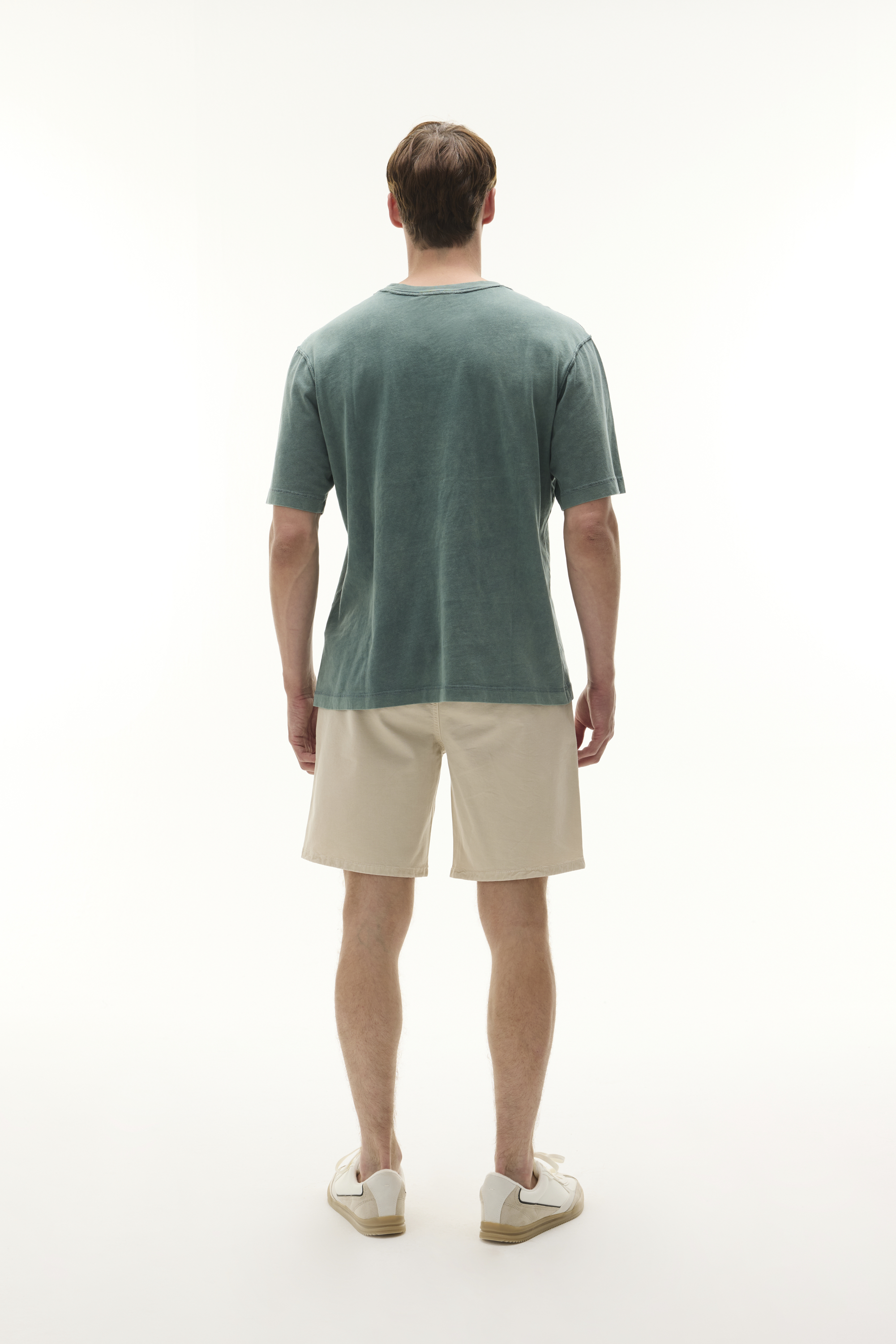 Erkek Yeşil Relax Fit Dikiş Detaylı Bisiklet Yaka T-Shirt