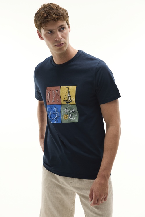  MARİN BASKILI BİSİKLET YAKA T-SHIRT