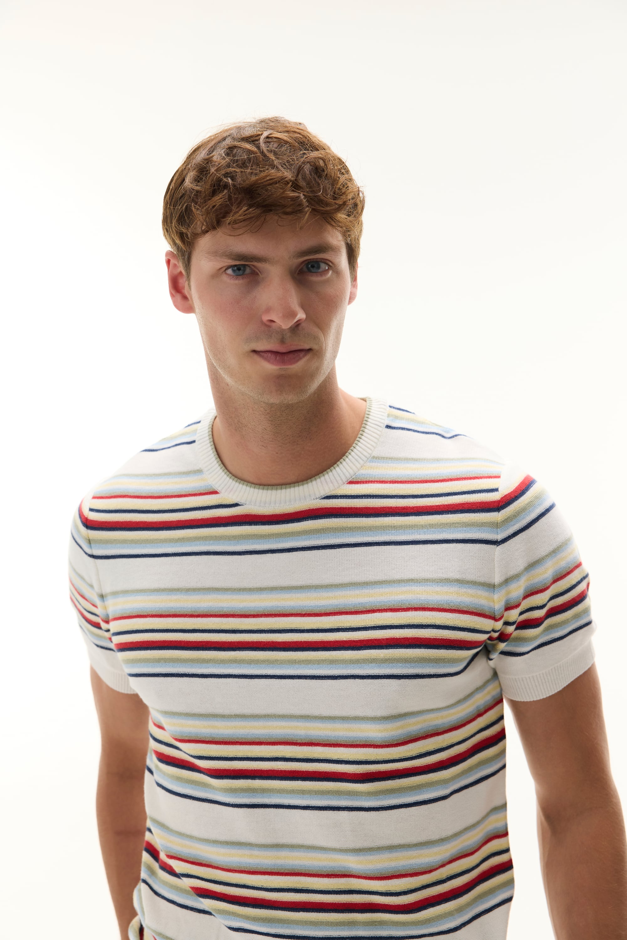 ÇİZGİLİ BİSİKLET YAKA KISA KOLLU TRİKO KAZAK