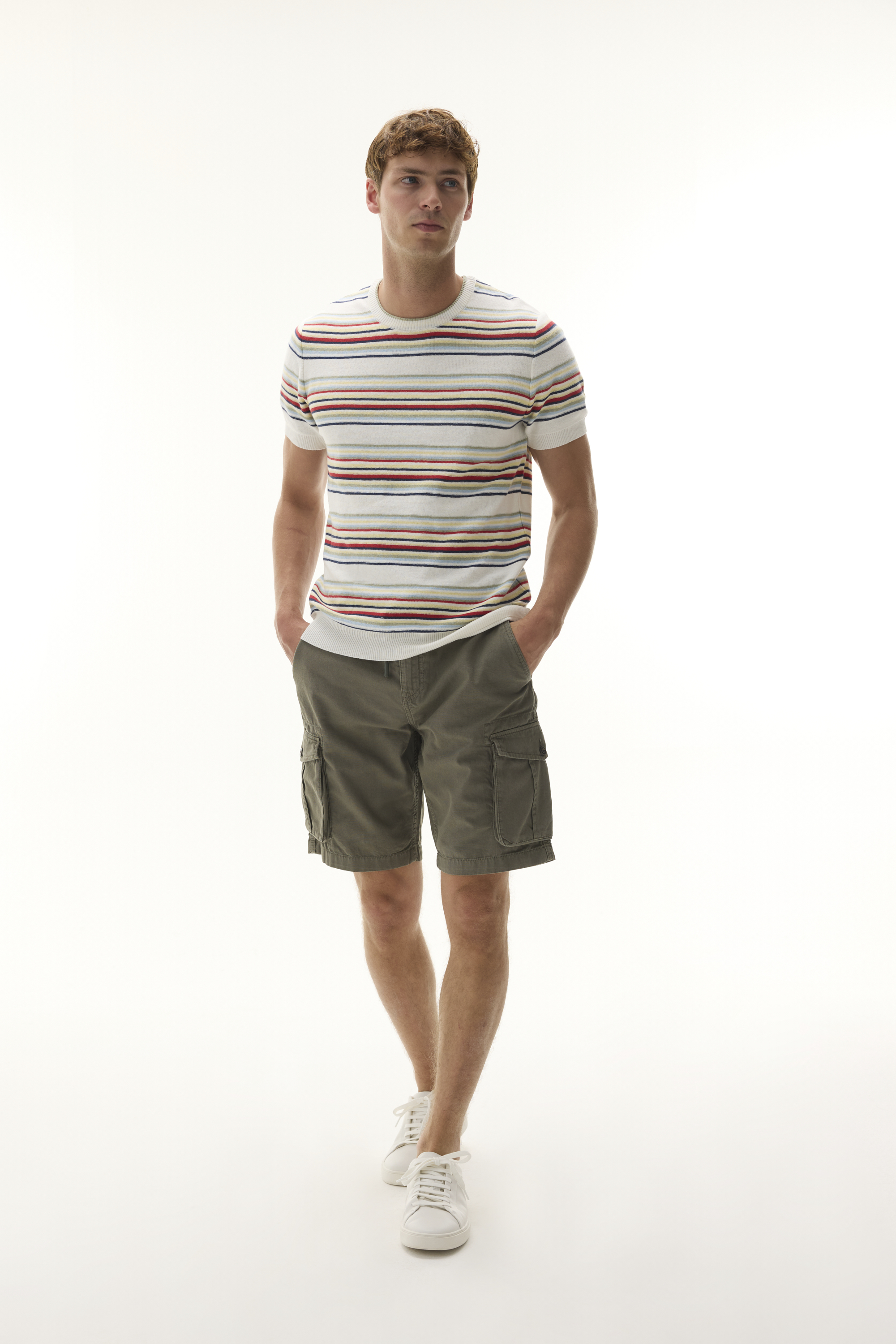 ÇİZGİLİ BİSİKLET YAKA KISA KOLLU TRİKO KAZAK