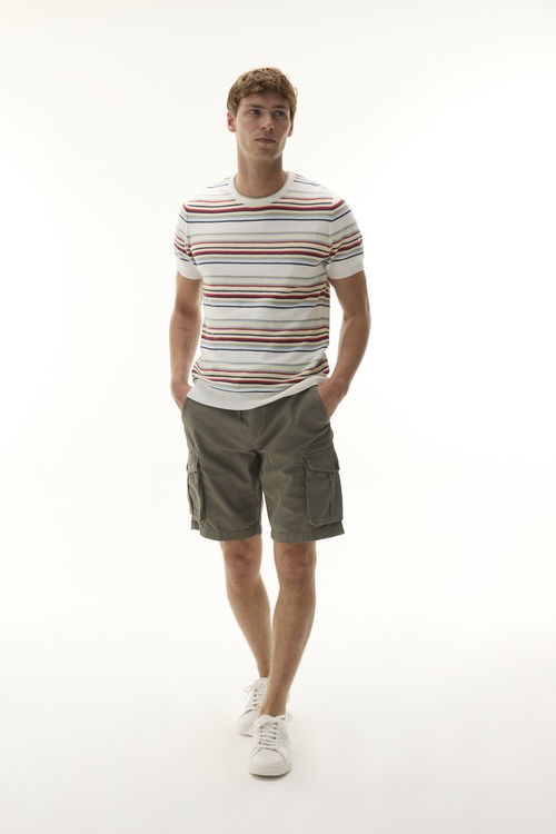  ÇİZGİLİ BİSİKLET YAKA KISA KOLLU TRİKO KAZAK