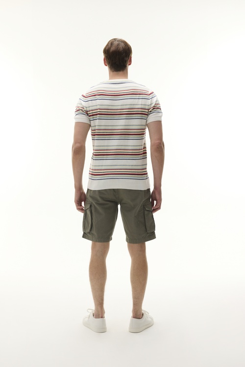  ÇİZGİLİ BİSİKLET YAKA KISA KOLLU TRİKO KAZAK