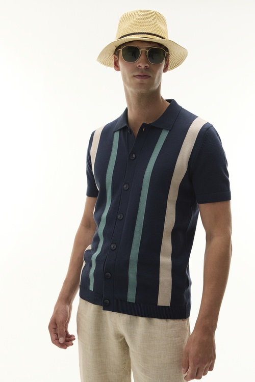  ÇİZGİLİ REGULAR FIT KISA KOLLU TRİKO GÖMLEK