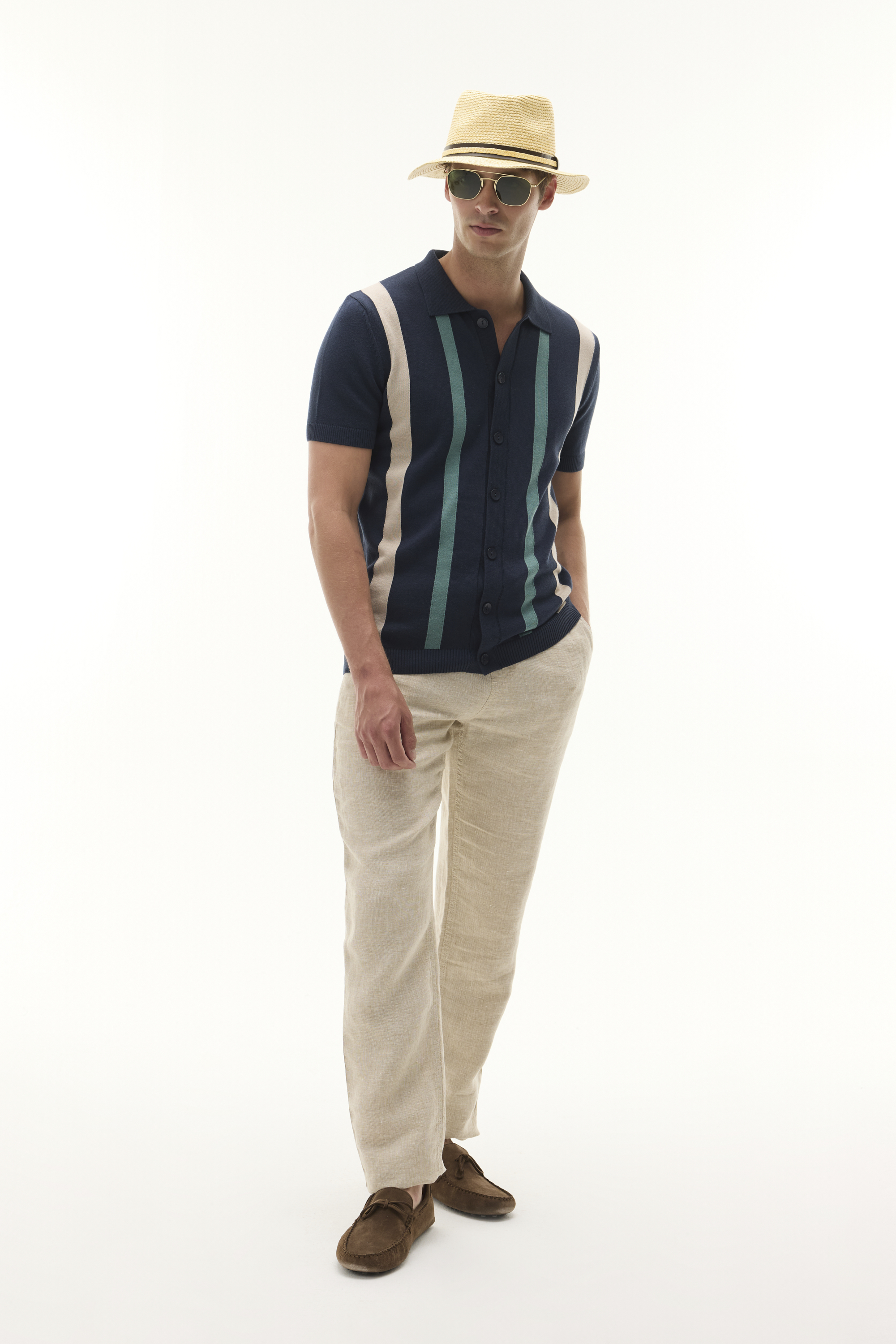 ÇİZGİLİ REGULAR FIT KISA KOLLU TRİKO GÖMLEK