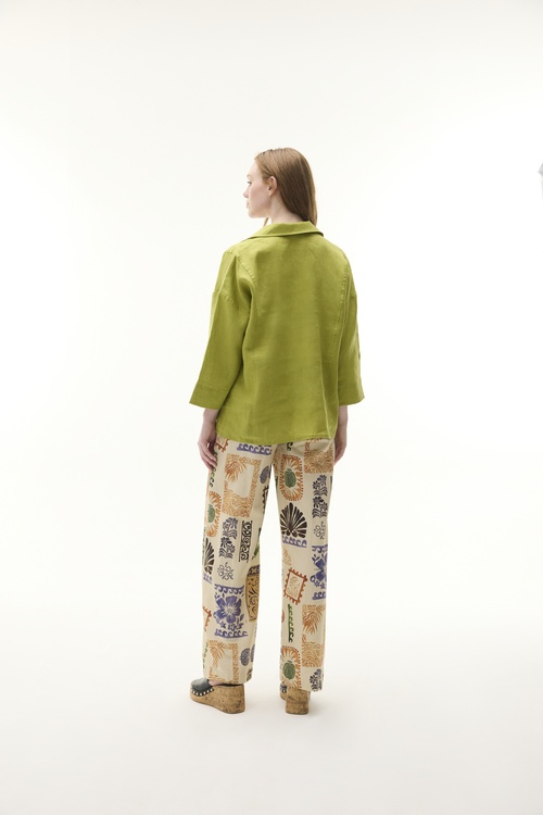  3/4 KOL OVERSIZE KETEN GÖMLEK