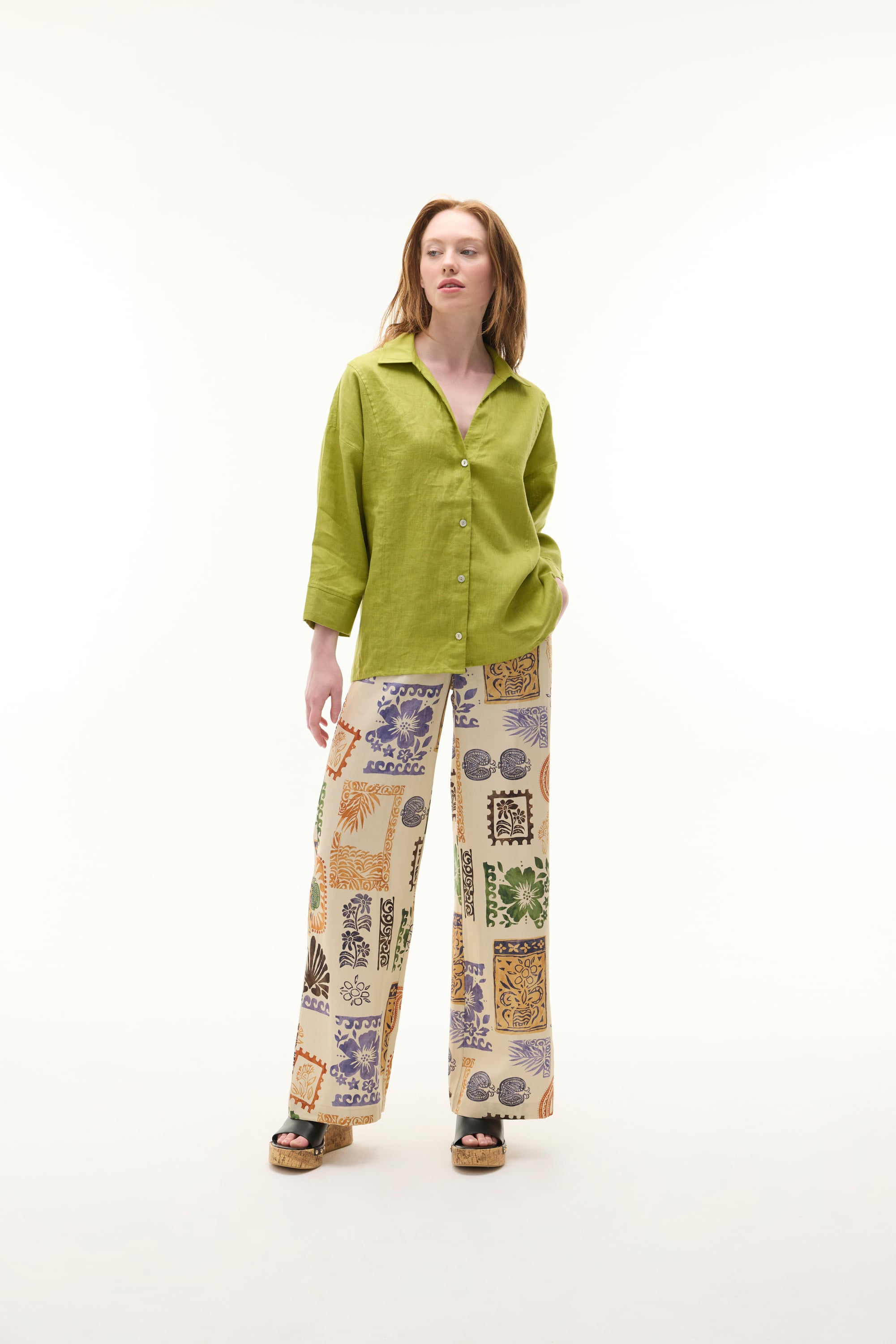 3/4 KOL OVERSIZE KETEN GÖMLEK