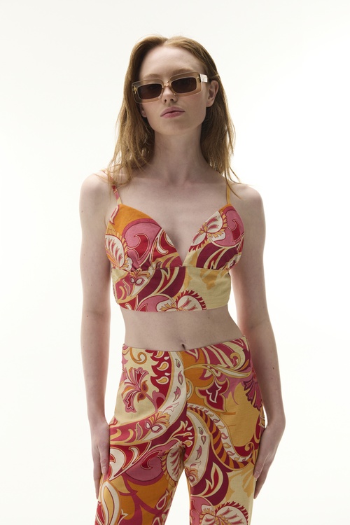  BASKILI V YAKA CROP KOLSUZ BLUZ