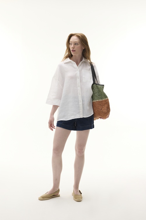  3/4 KOL KETEN GÖMLEK