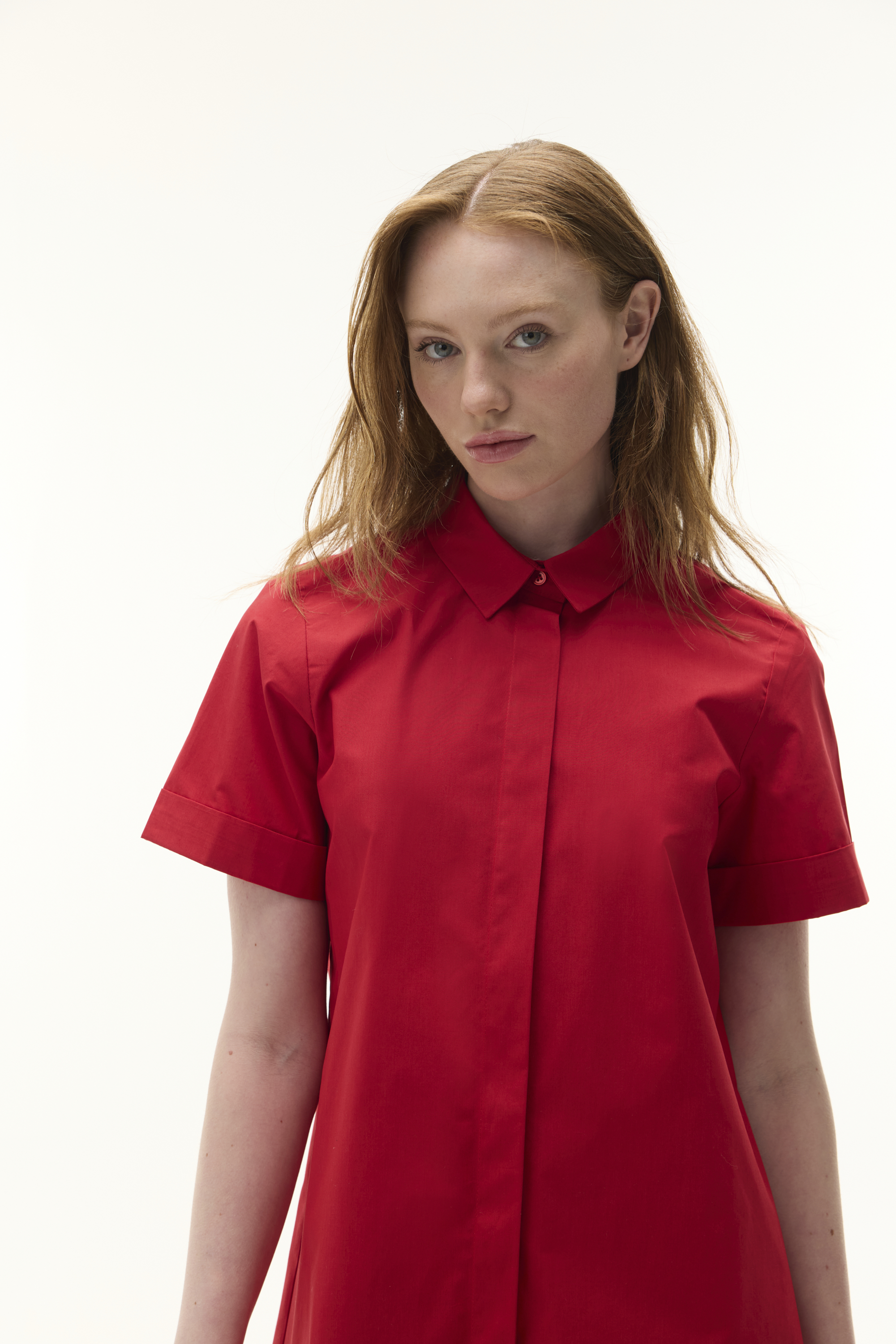 KISA KOLLU MİNİ GÖMLEK ELBİSE