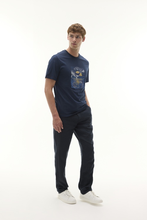  BASKILI BİSİKLET YAKA KISA KOLLU T-SHIRT