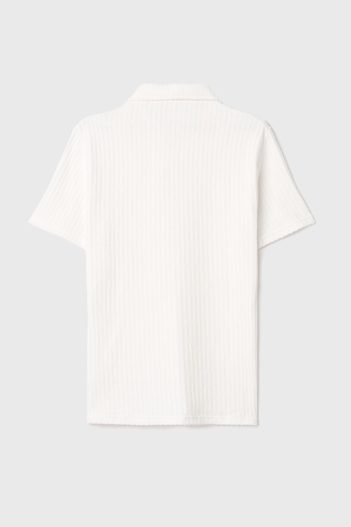  ÇİZGİLİ DOKULU POLO YAKA T-SHIRT