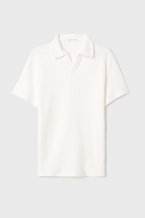  ÇİZGİLİ DOKULU POLO YAKA T-SHIRT