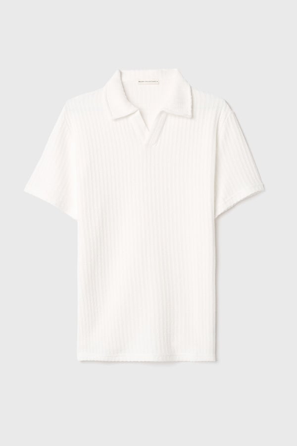 ÇİZGİLİ DOKULU POLO YAKA T-SHIRT