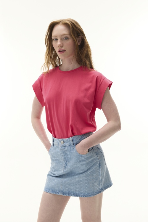 İŞLEMELİ MİNİ JEAN ETEK