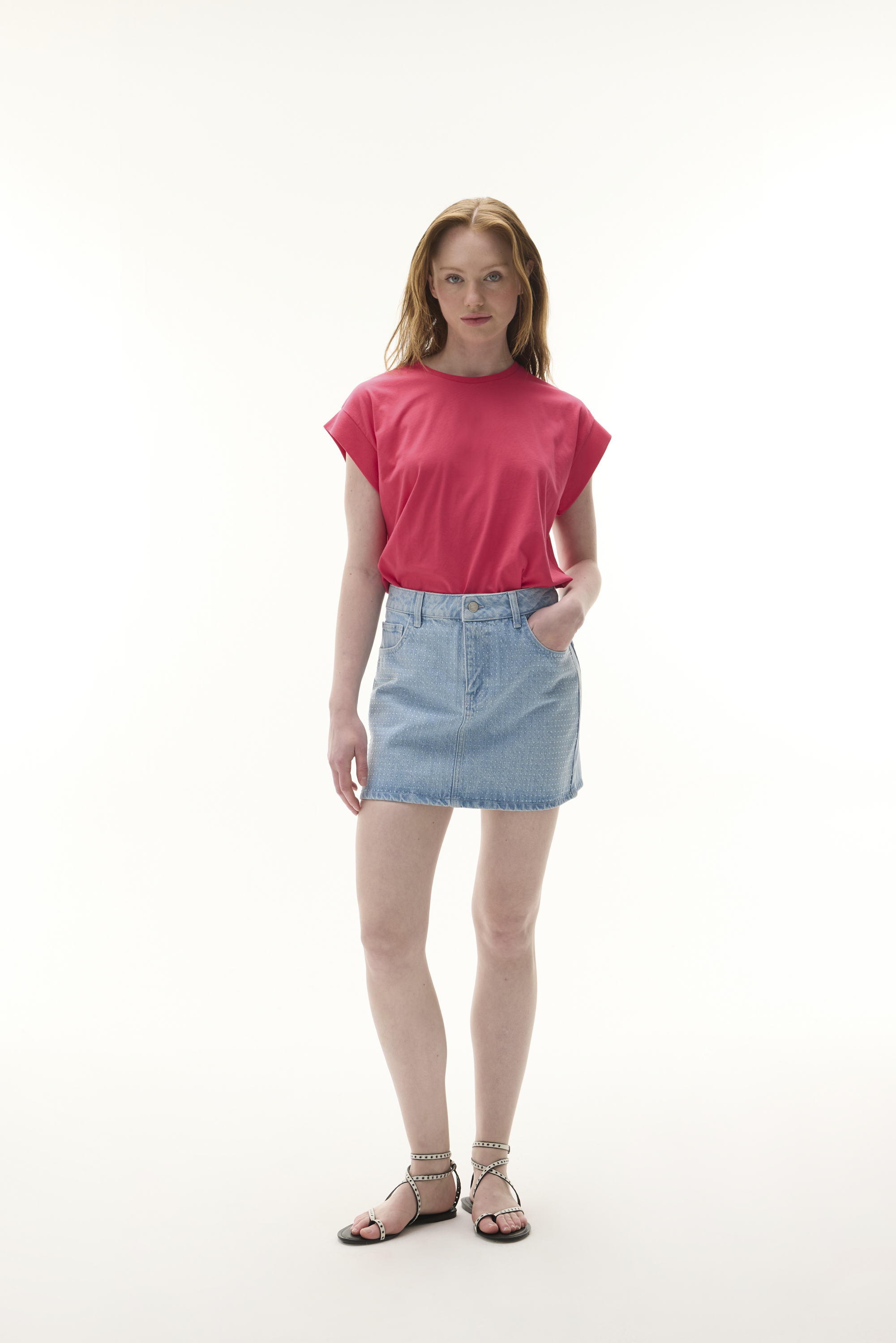 İŞLEMELİ MİNİ JEAN ETEK