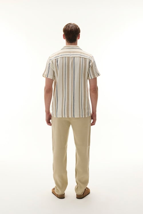 STRAIGHT FIT DOKULU BELİ BAĞLAMALI PANTOLON