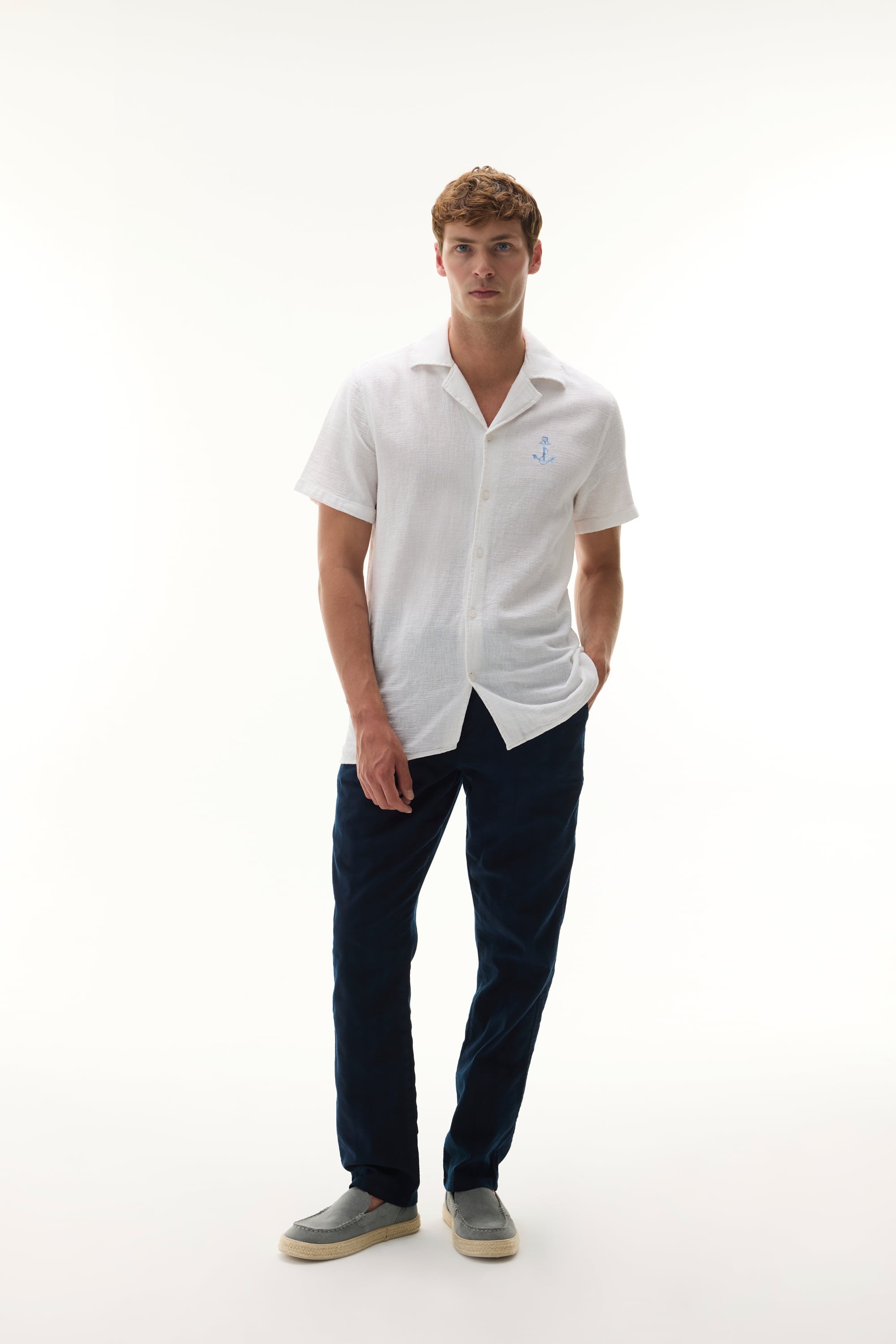 NAKIŞLI RESORT YAKA KETEN KARIŞIMLI KISA KOLLU GÖMLEK