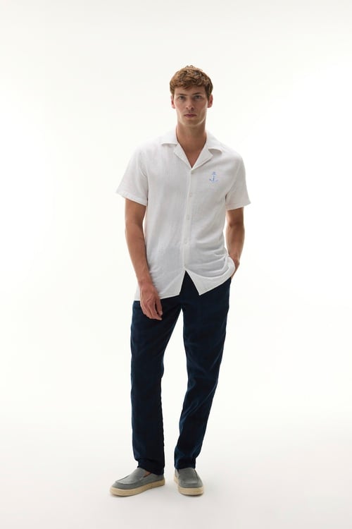  NAKIŞLI RESORT YAKA KETEN KARIŞIMLI KISA KOLLU GÖMLEK