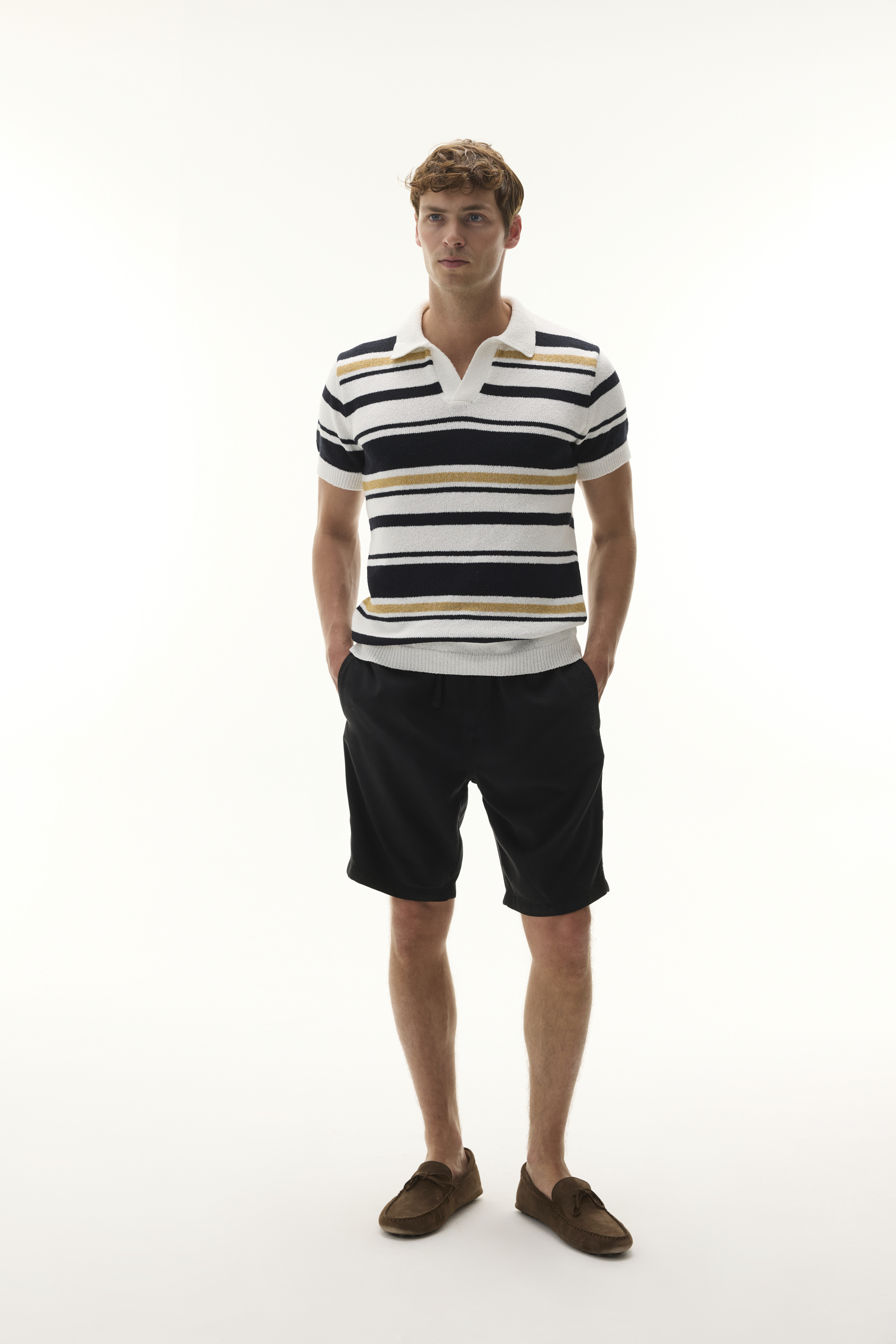 ÇİZGİLİ POLO YAKA KISA KOLLU TRİKO KAZAK