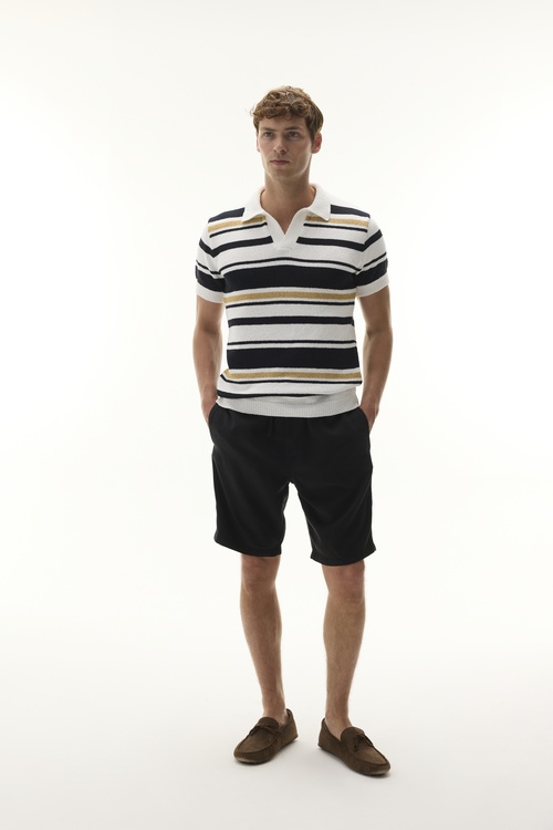 ÇİZGİLİ POLO YAKA KISA KOLLU TRİKO KAZAK