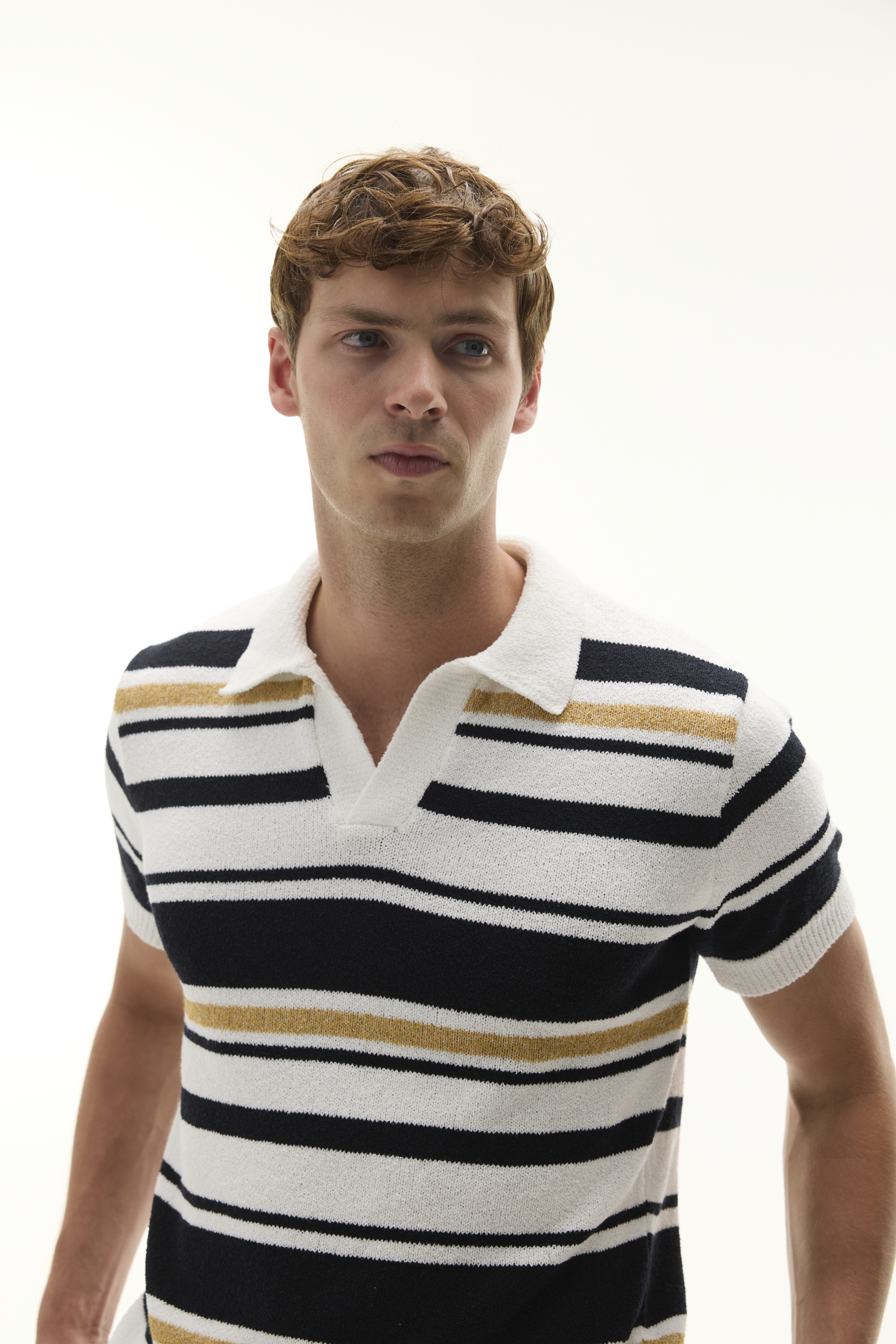 ÇİZGİLİ POLO YAKA KISA KOLLU TRİKO KAZAK