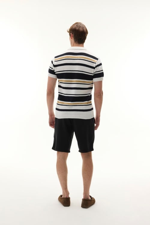 ÇİZGİLİ POLO YAKA KISA KOLLU TRİKO KAZAK