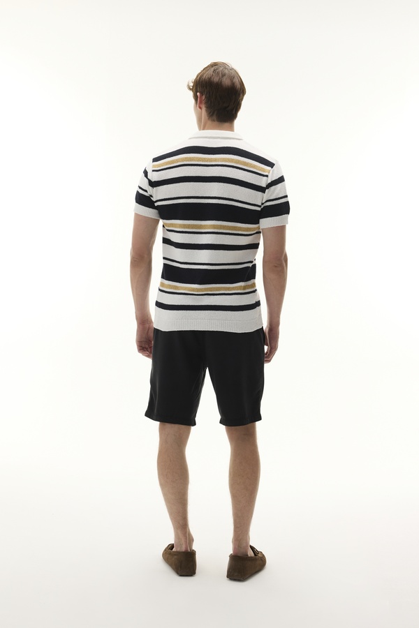 ÇİZGİLİ POLO YAKA KISA KOLLU TRİKO KAZAK