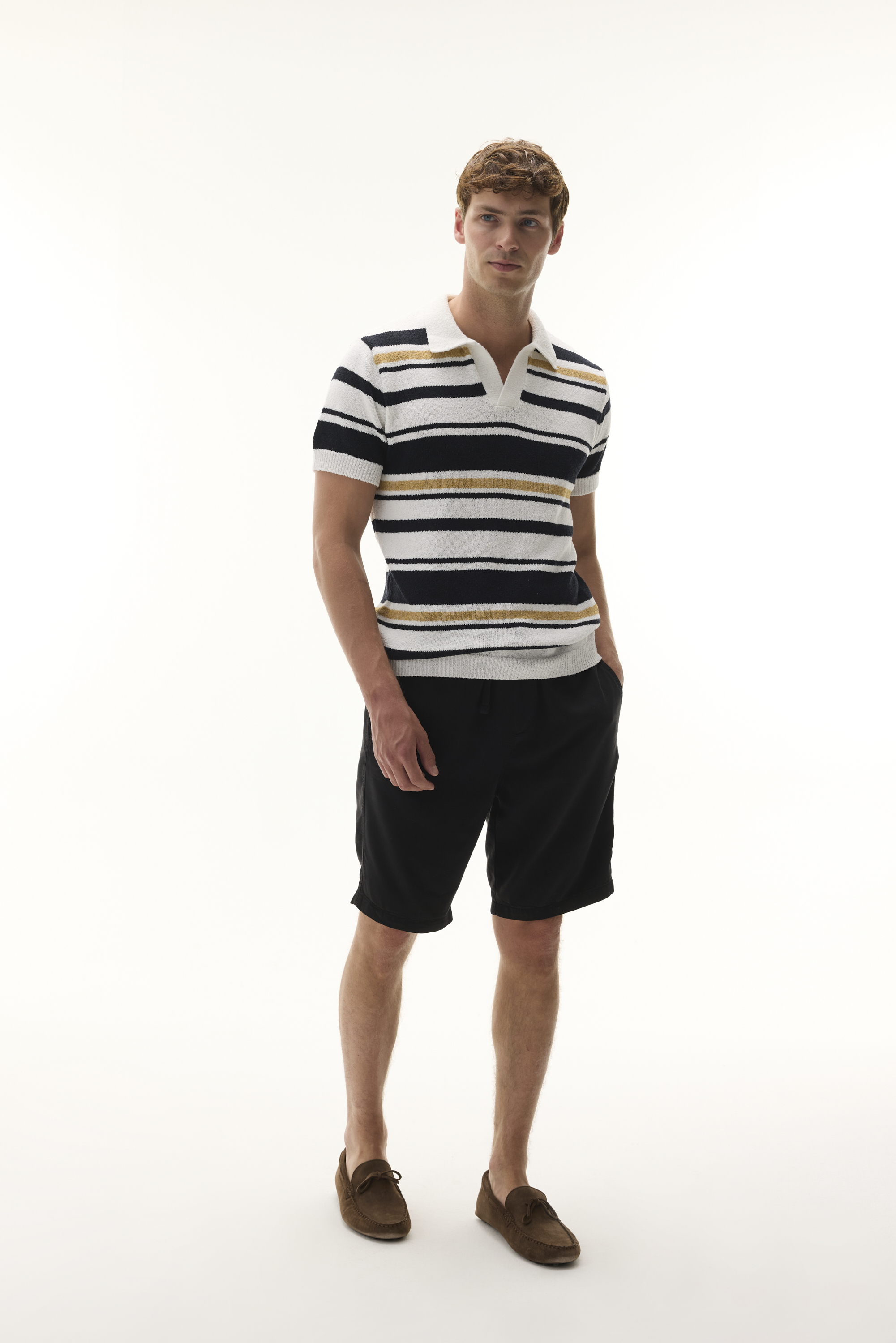 ÇİZGİLİ POLO YAKA KISA KOLLU TRİKO KAZAK