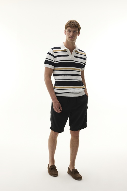 ÇİZGİLİ POLO YAKA KISA KOLLU TRİKO KAZAK