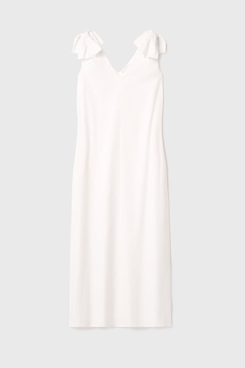  A KESİM CEPLİ KOLSUZ MİDİ ELBİSE