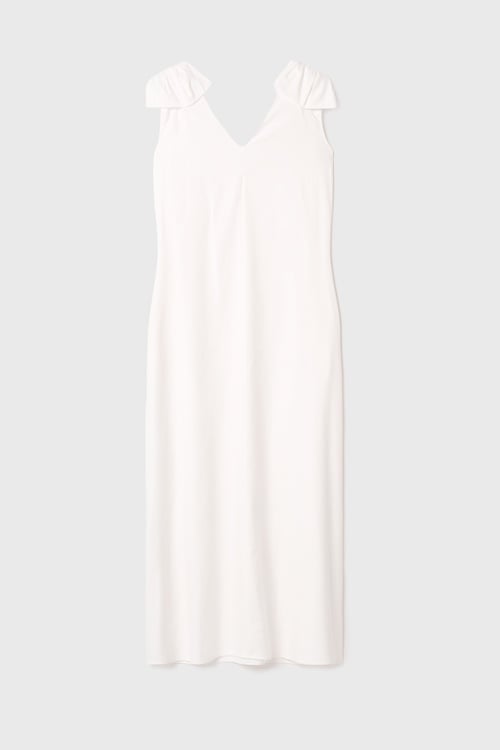  A KESİM CEPLİ KOLSUZ MİDİ ELBİSE