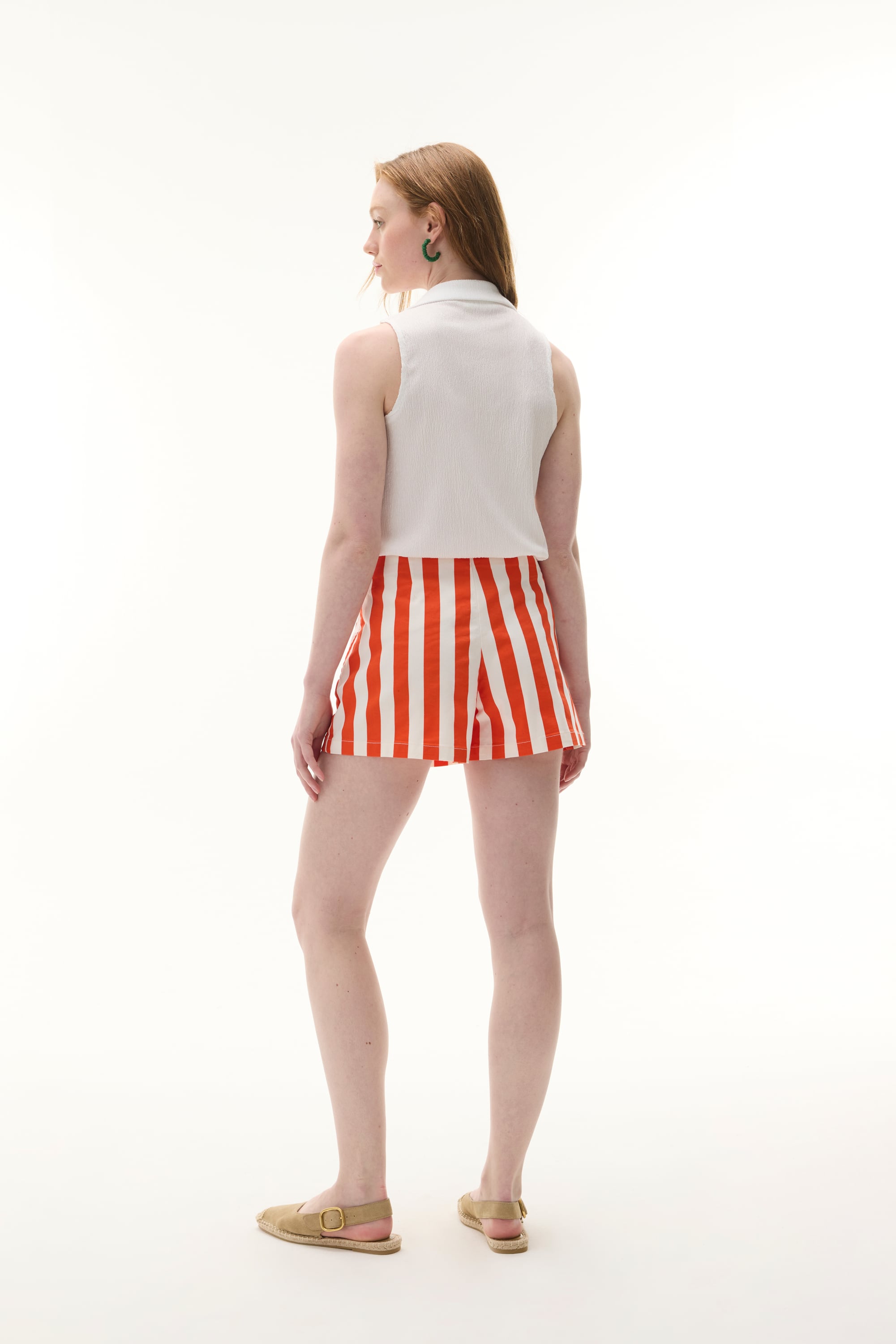 ÇİZGİLİ DÜĞME DETAYLI MİNİ ŞORT ETEK