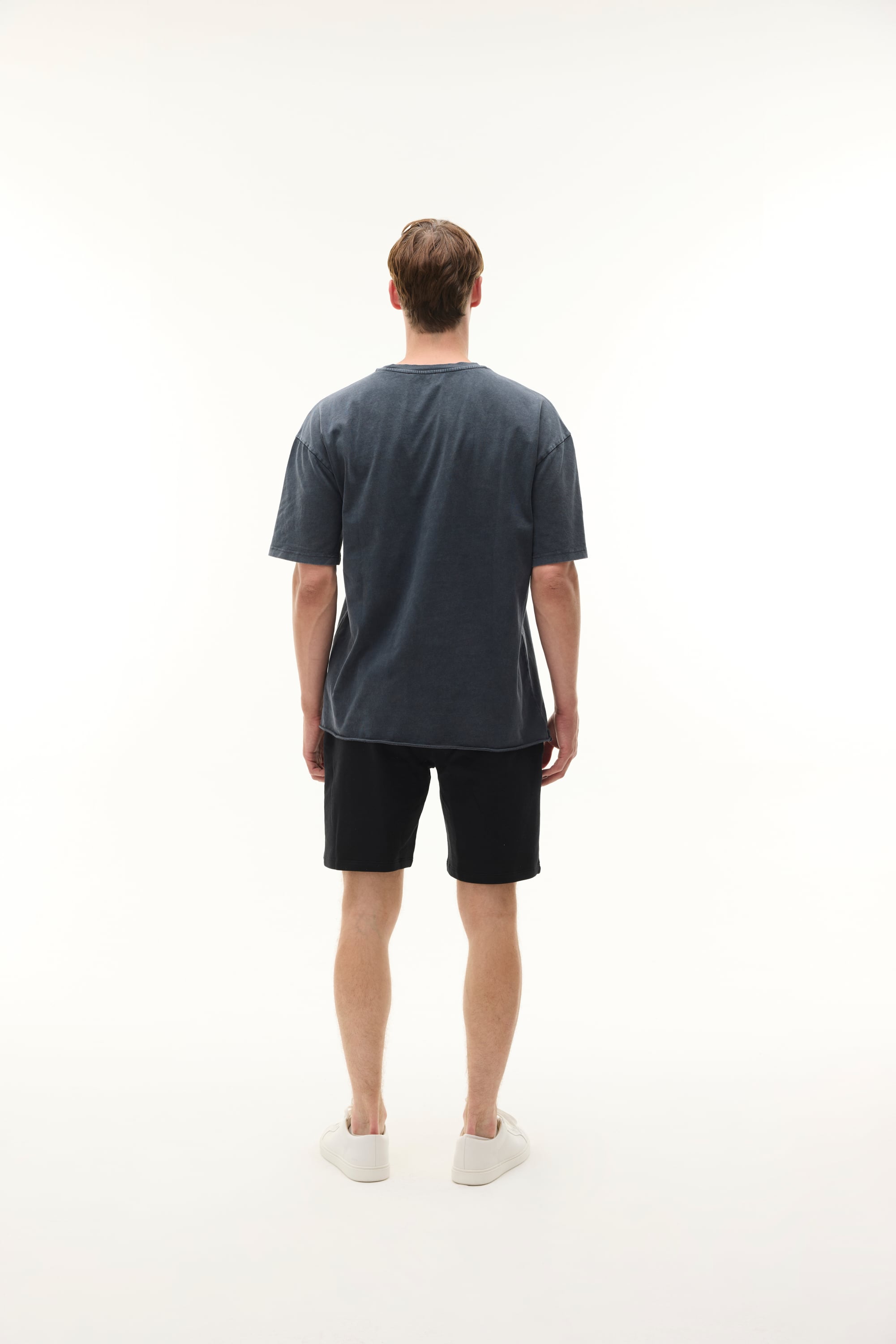 Erkek Antrasit Oversize Bisiklet Yaka T-Shirt