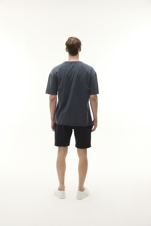  Erkek Antrasit Oversize Bisiklet Yaka T-Shirt