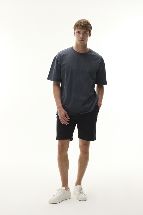  Erkek Antrasit Oversize Bisiklet Yaka T-Shirt