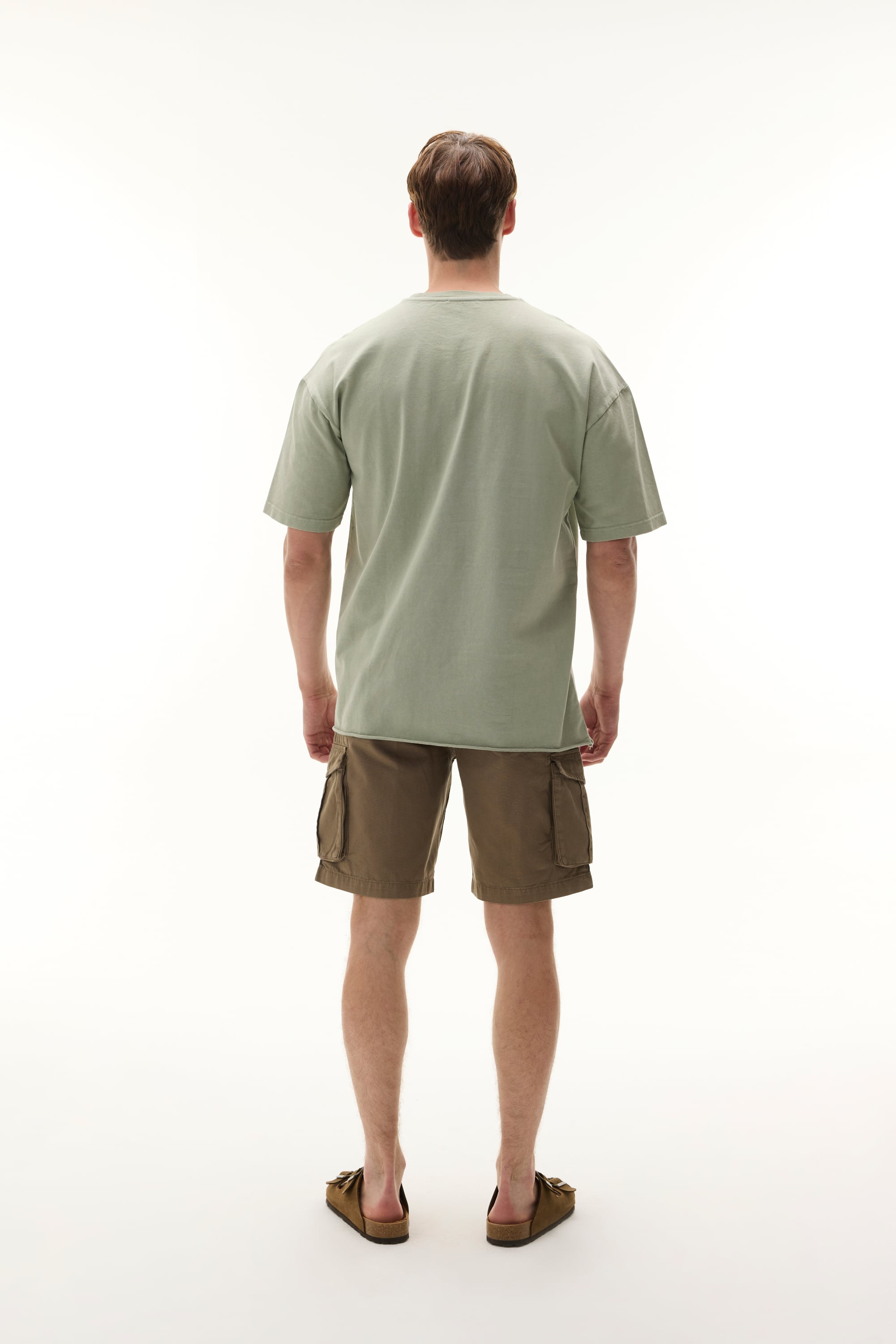 Erkek Yeşil Oversize Bisiklet Yaka T-Shirt