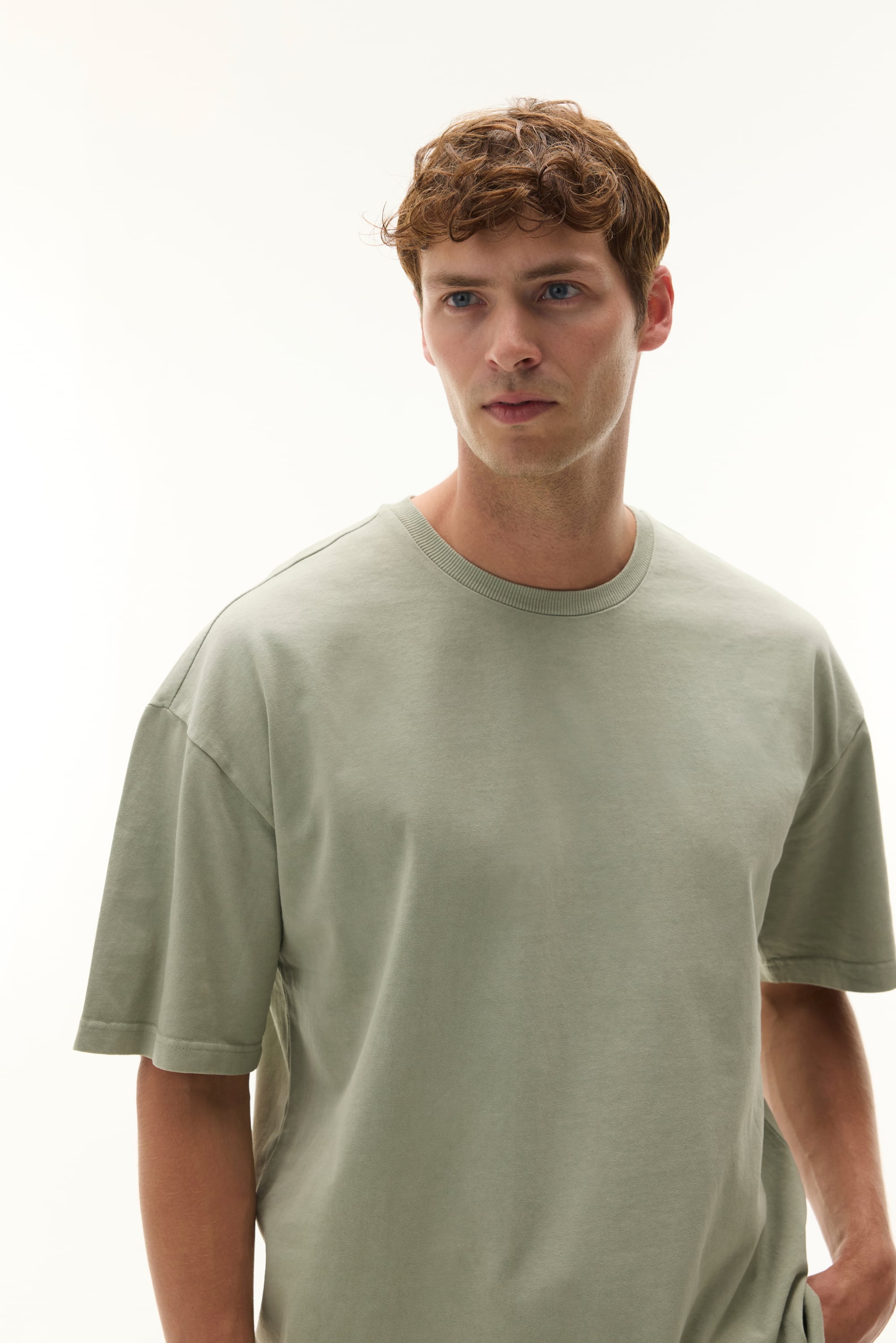 Erkek Yeşil Oversize Bisiklet Yaka T-Shirt