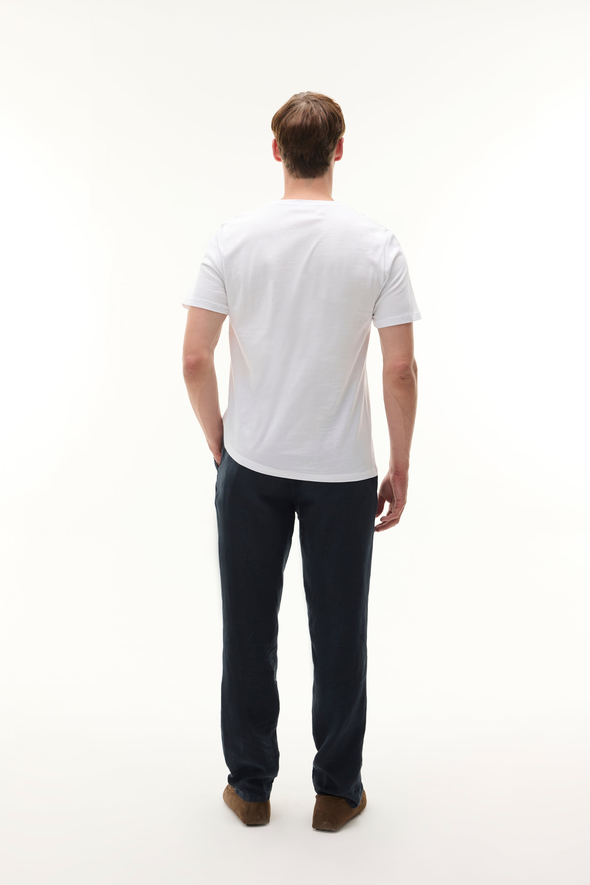 Erkek Beyaz Nakışlı Bisiklet Yaka T-Shirt