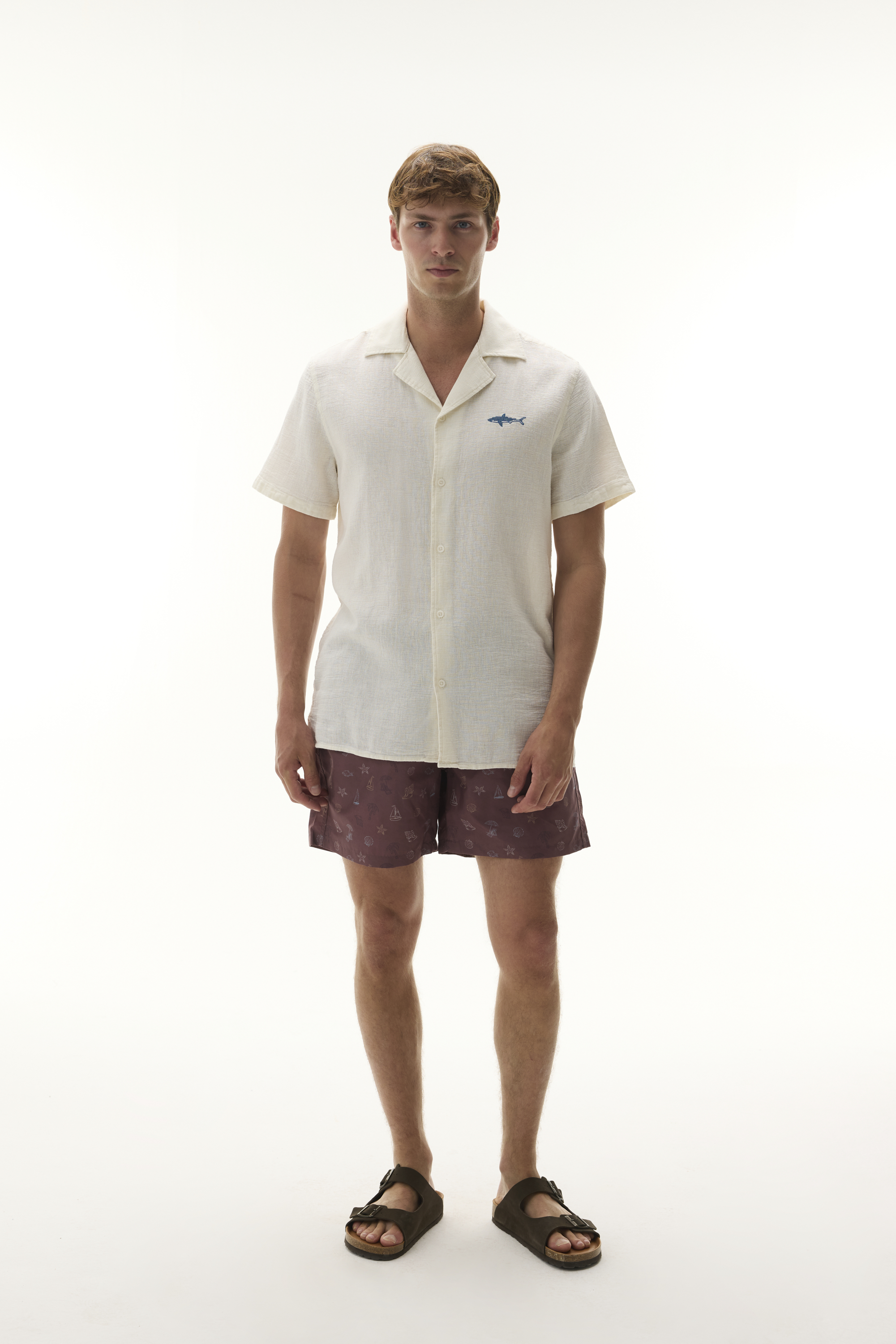 NAKIŞLI RESORT YAKA KETEN KARIŞIMLI KISA KOLLU GÖMLEK