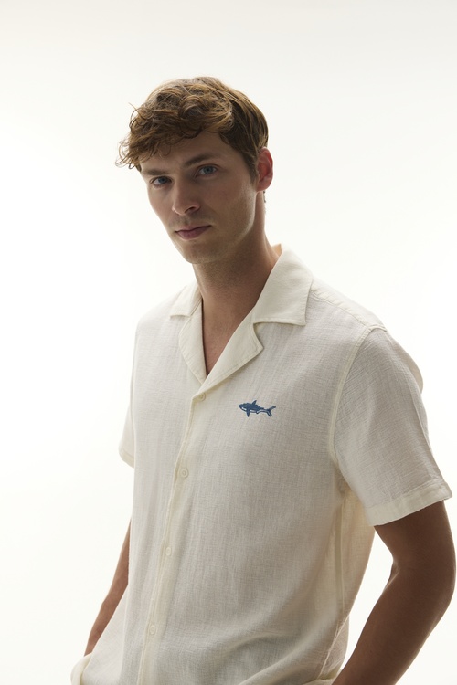  NAKIŞLI RESORT YAKA KETEN KARIŞIMLI KISA KOLLU GÖMLEK