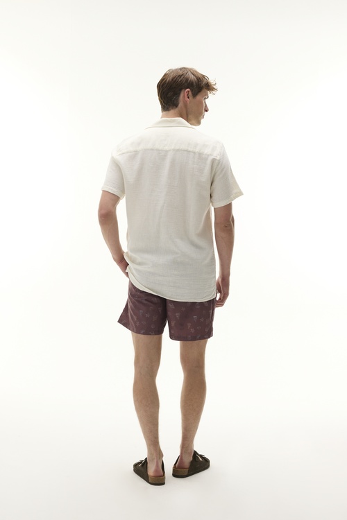  NAKIŞLI RESORT YAKA KETEN KARIŞIMLI KISA KOLLU GÖMLEK